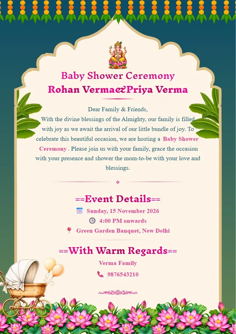Colorful floral baby shower invitation card