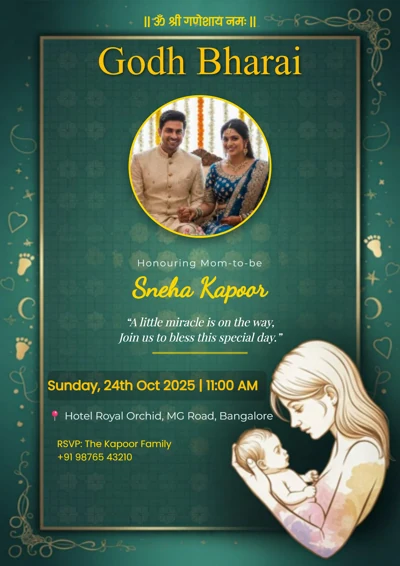 Compact Traditional Godh Bharai Invitation - Editable Invitation Design