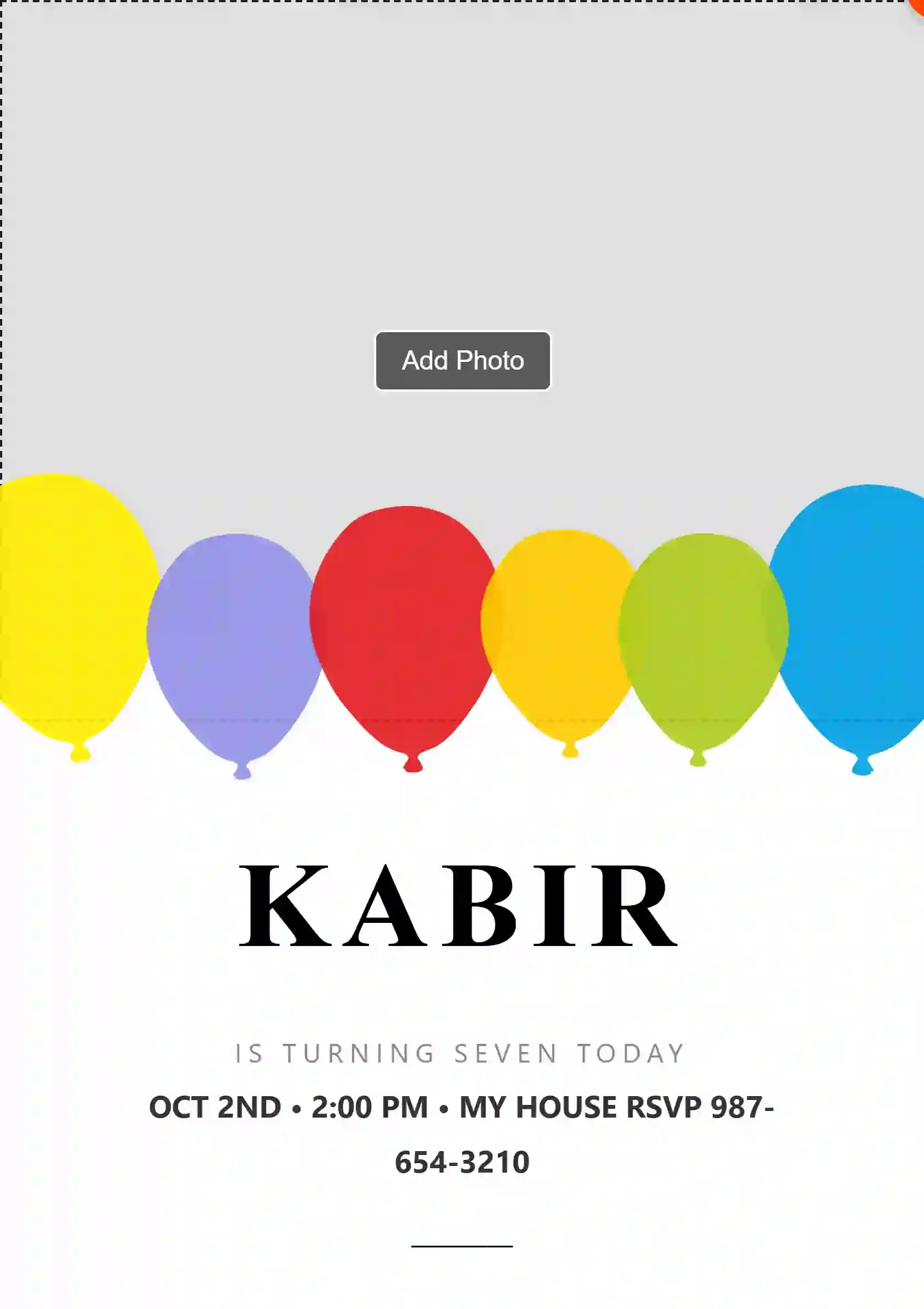 Custom Photo Birthday Card - Editable Invitation Design