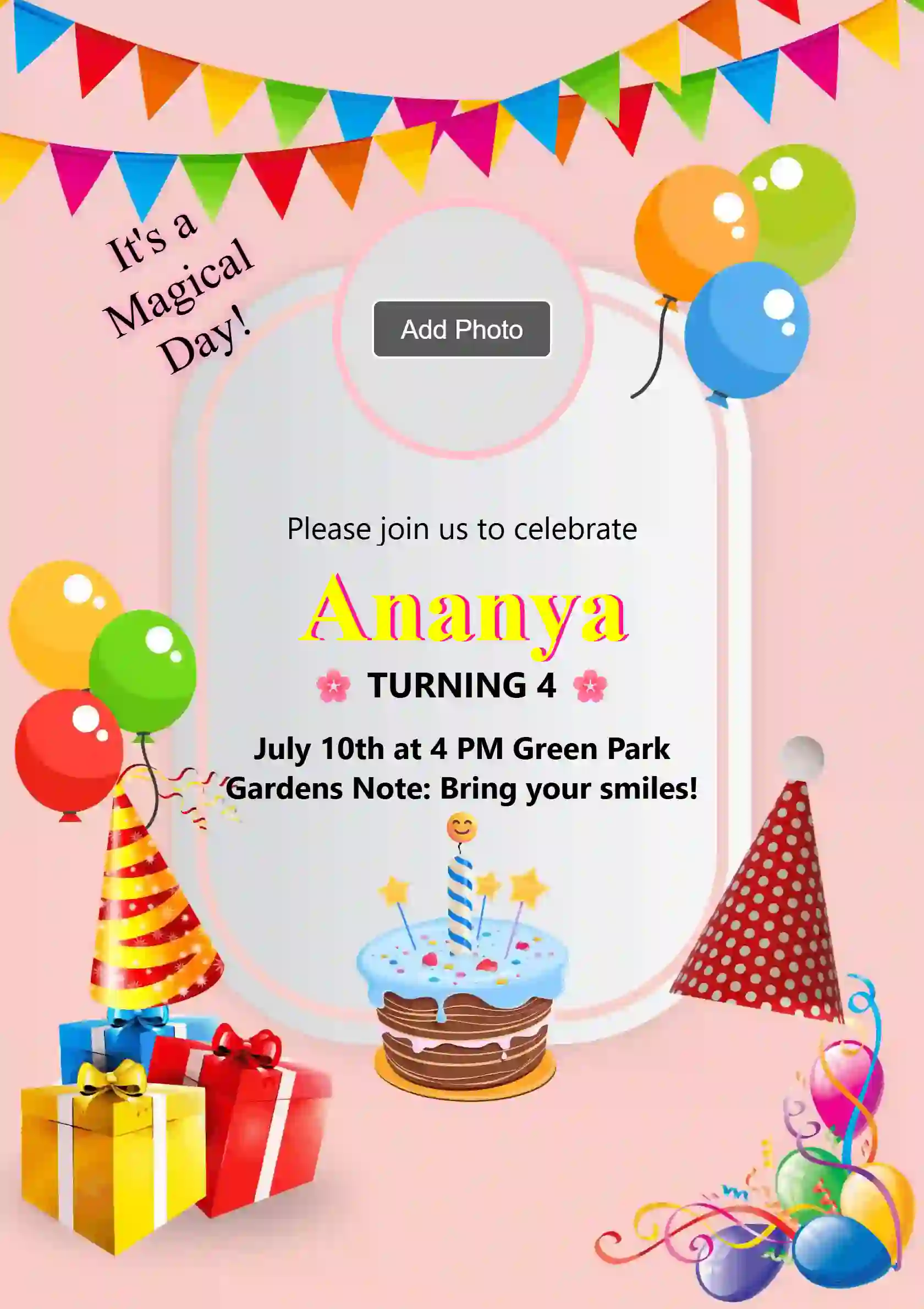 Kids Cartoon Theme Printable - Editable Invitation Design