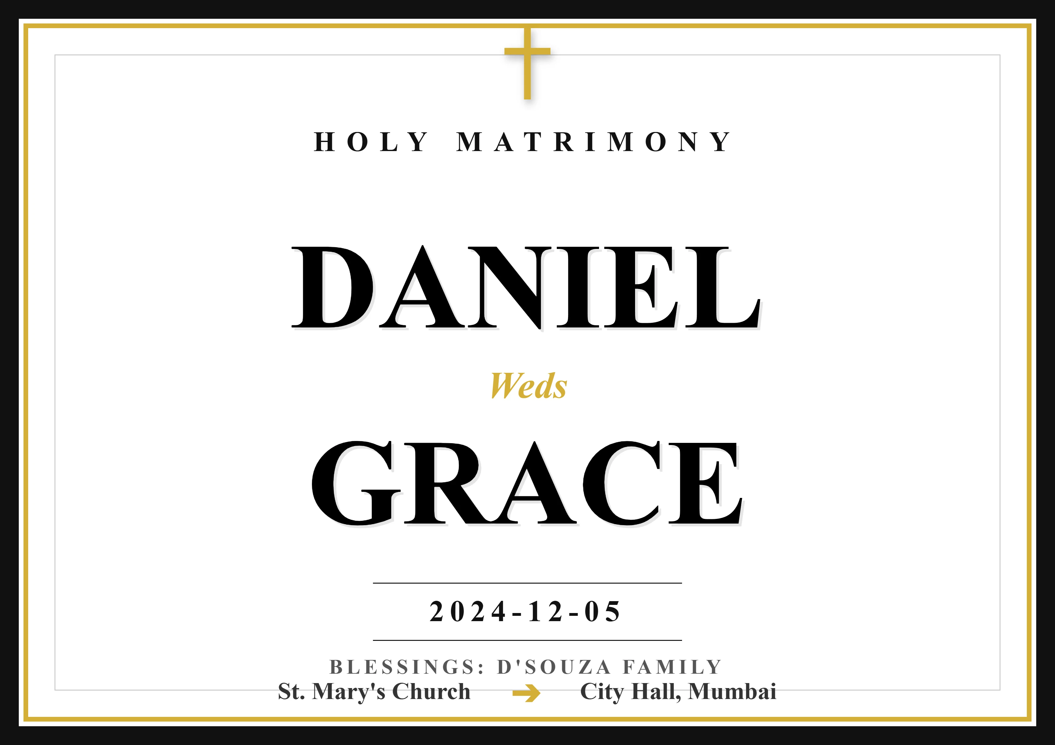 Modern elegant white Christian wedding car poster with floral church theme design