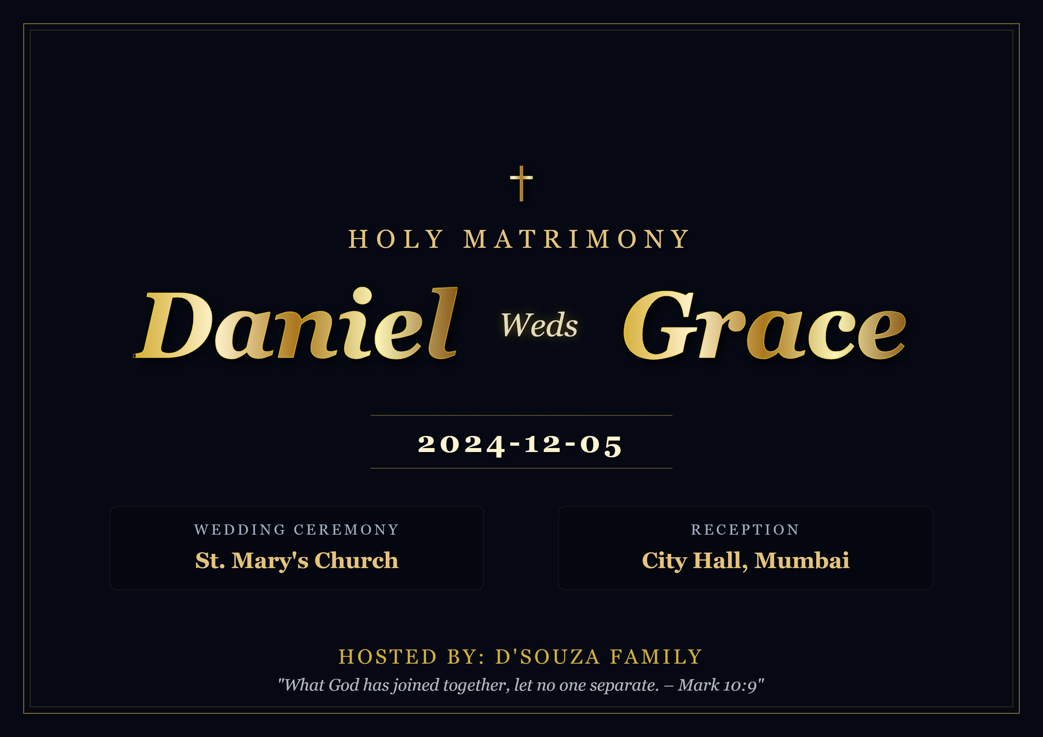 White and gold Christian wedding car banner design for church procession