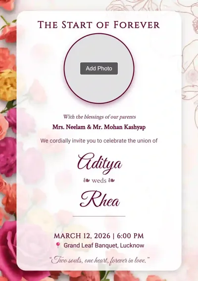 Rose Floral Wedding - Rich Edition - Editable Invitation Design